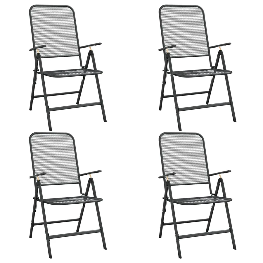Ensemble à manger de jardin 5 pcs Maille Métal Anthracite - 8