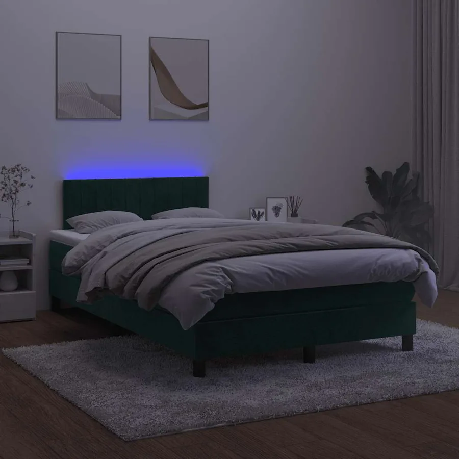 Sommier à lattes de lit avec matelas LED Vert foncé 120x200 cm - 4