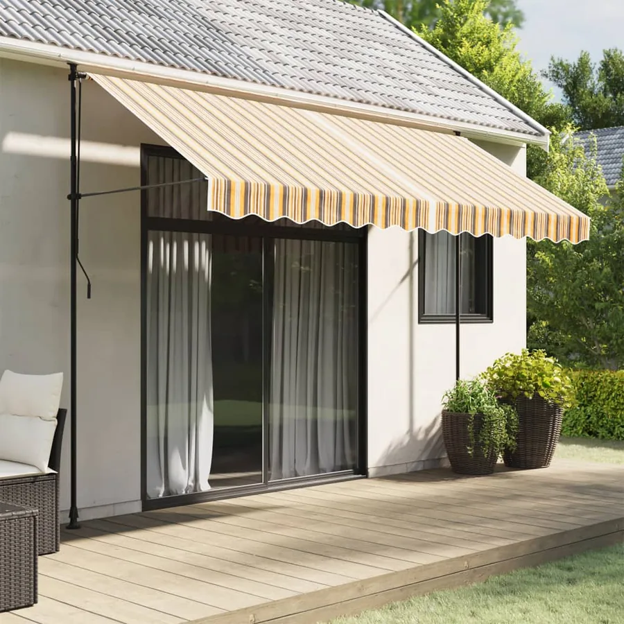 Tissu de remplacement de cantonnière d’auvent rayure jaune gris