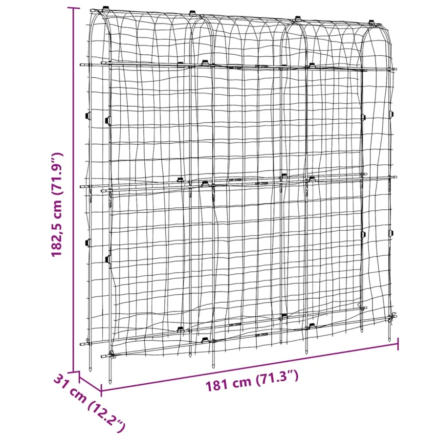 Treillis de jardin pour plantes grimpantes forme de U acier - 9