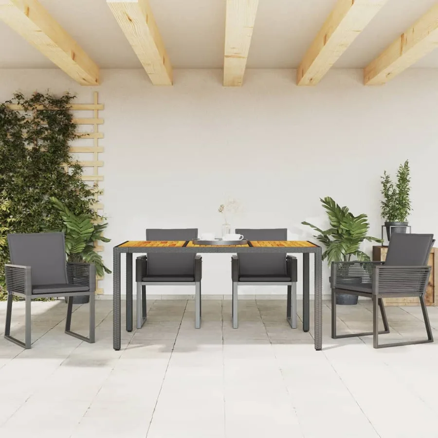 Chaises de jardin lot de 4 avec coussins noir résine tressée - 3