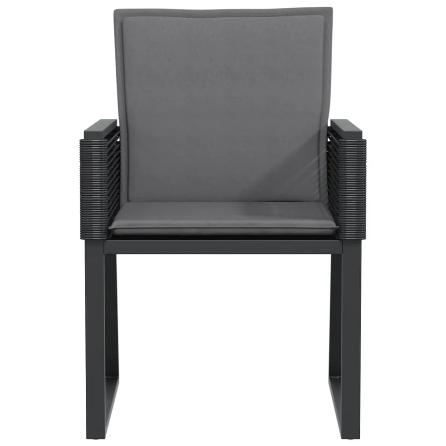 Chaises de jardin lot de 4 avec coussins noir résine tressée - 5