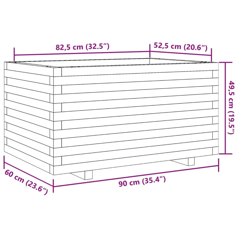 Jardinière blanc 90x60x49,5 cm bois de pin massif - 10