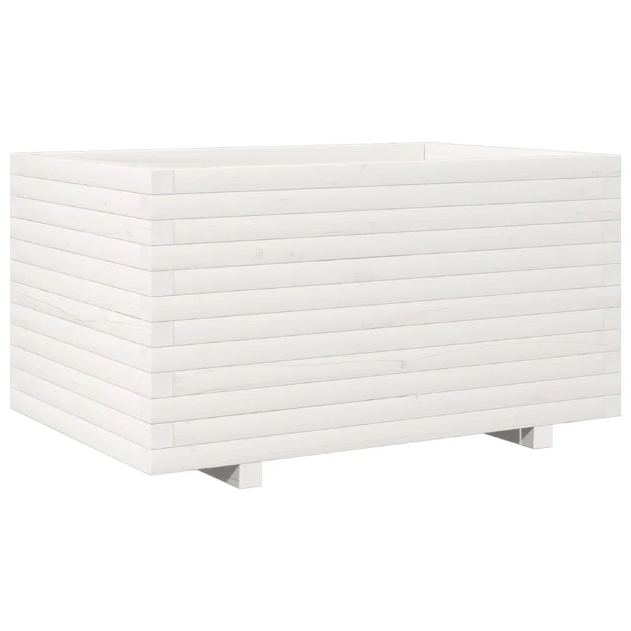 Jardinière blanc 90x60x49,5 cm bois de pin massif - 2