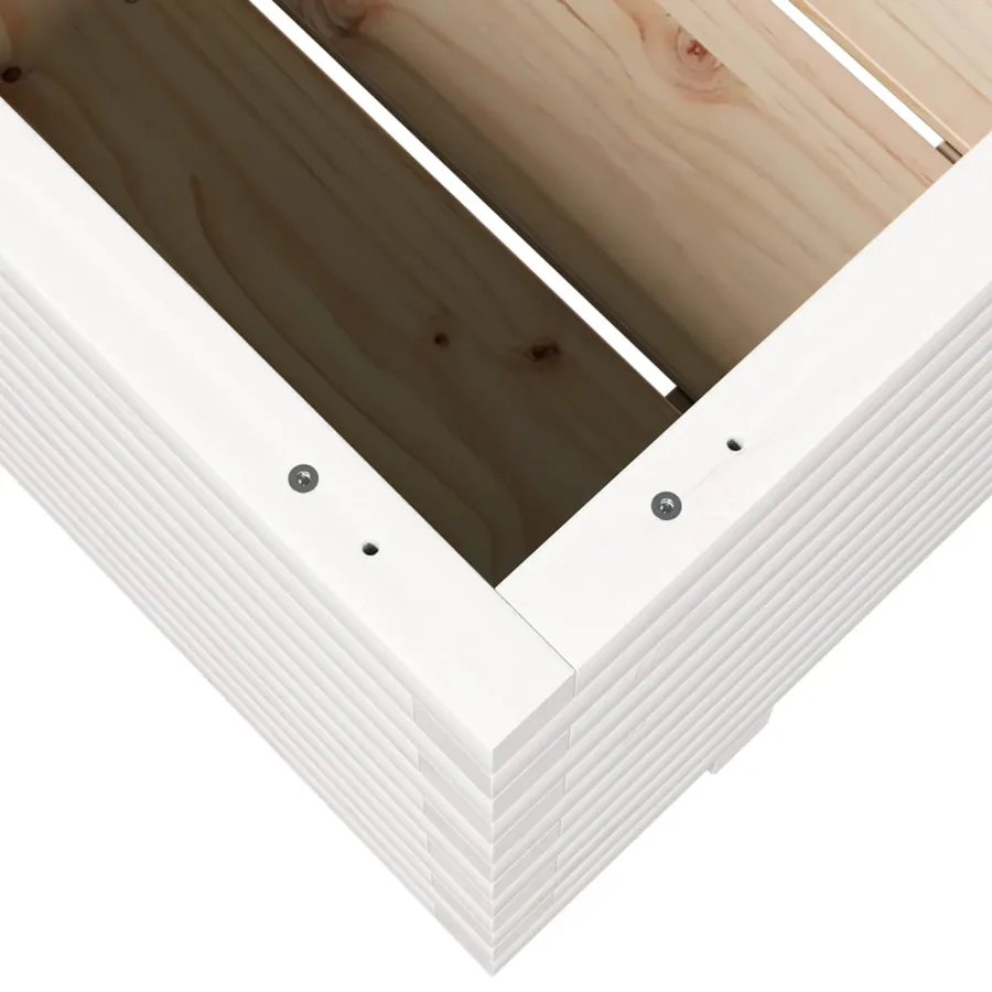 Jardinière blanc 90x60x49,5 cm bois de pin massif - 8