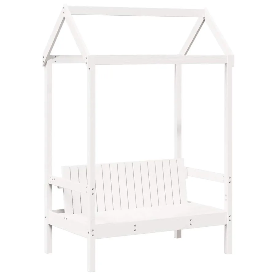 Banc avec toit blanc 117,5x70x176,5 cm bois de pin massif - 2