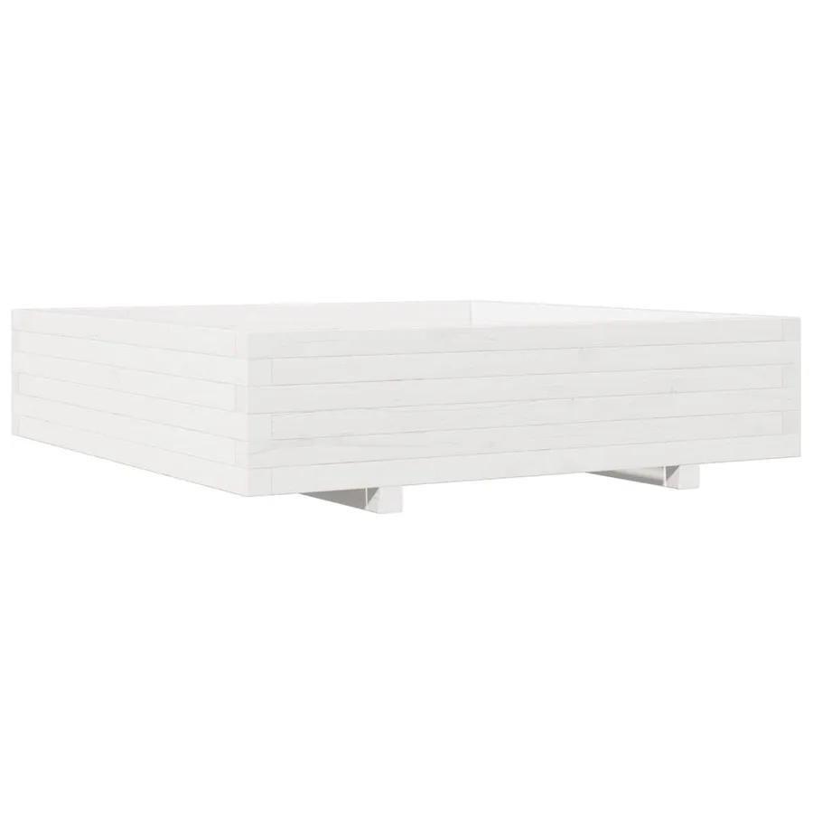 Jardinière blanc 100x100x26,5 cm bois de pin massif - 2