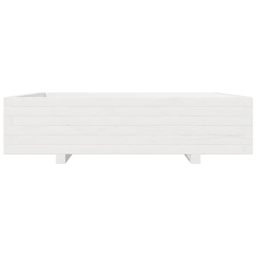 Jardinière blanc 100x100x26,5 cm bois de pin massif - 5