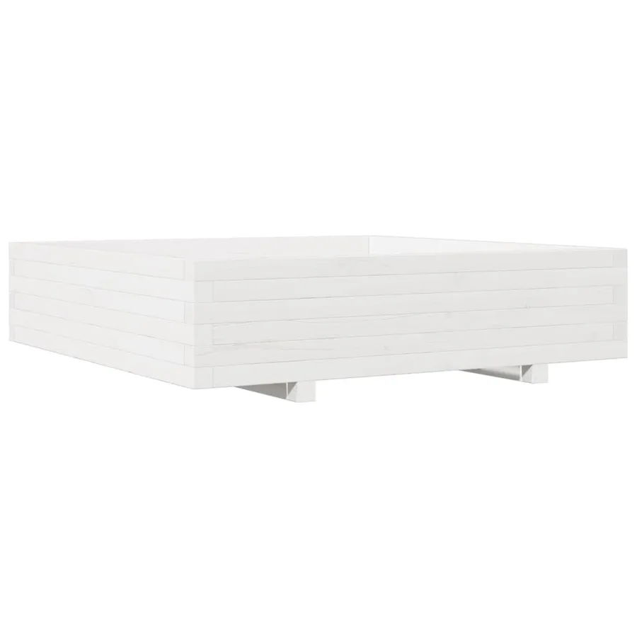 Jardinière blanc 100x100x26,5 cm bois de pin massif - 7