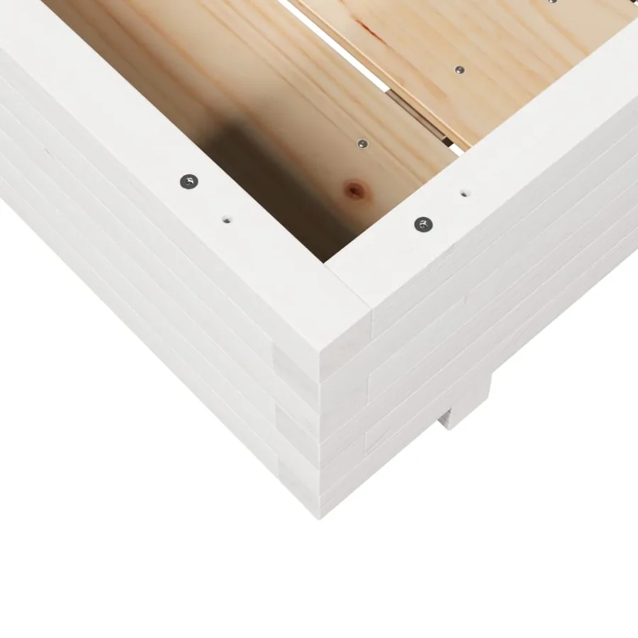 Jardinière blanc 100x100x26,5 cm bois de pin massif - 8