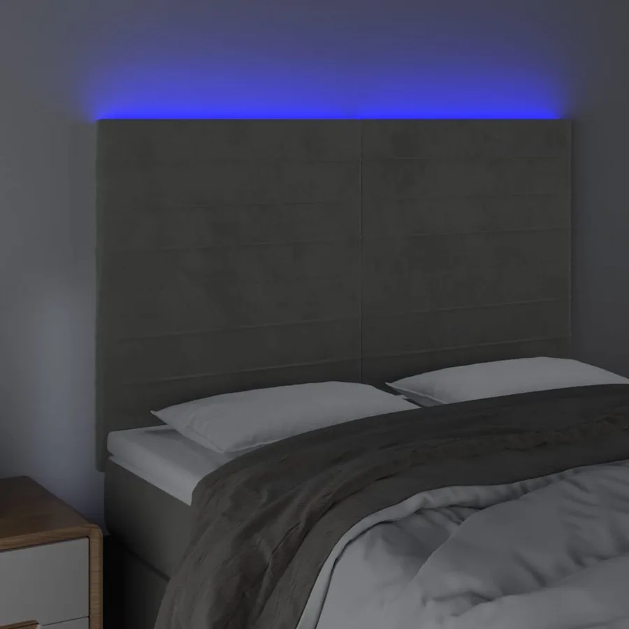 Tête de lit à LED Gris clair 144x5x118/128 cm Velours - 3