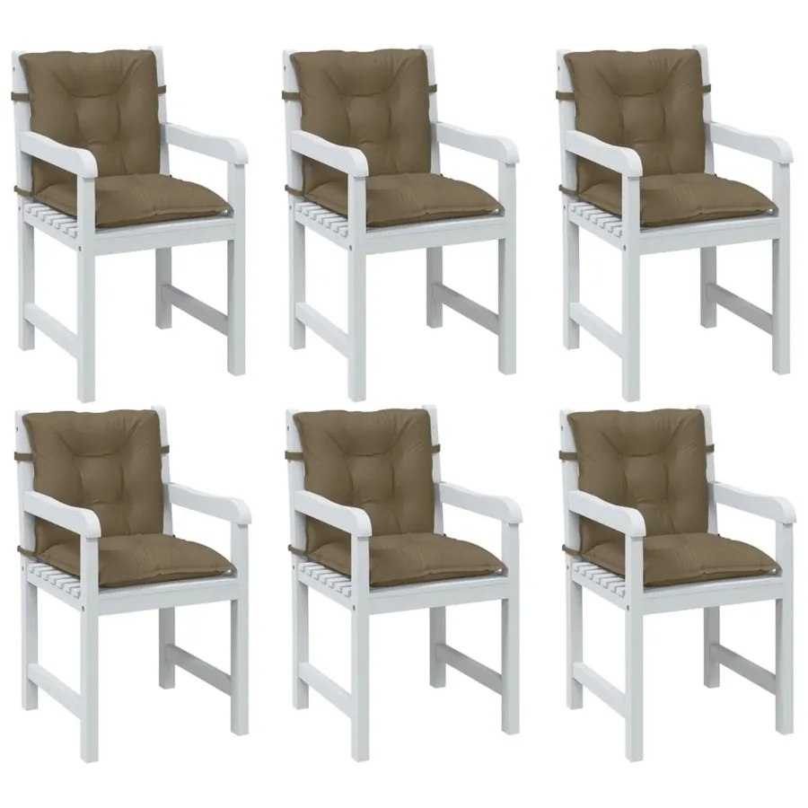 Coussins de chaise à dossier bas lot de 6 taupe mélangé tissu