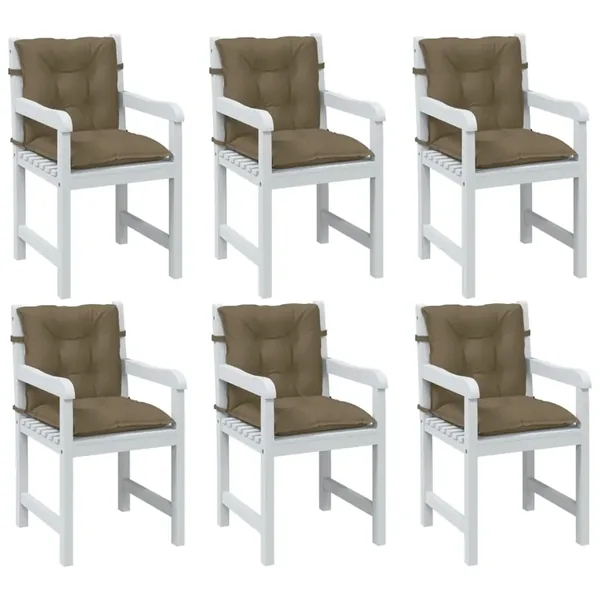 Coussins de chaise à dossier bas lot de 6 taupe mélangé tissu