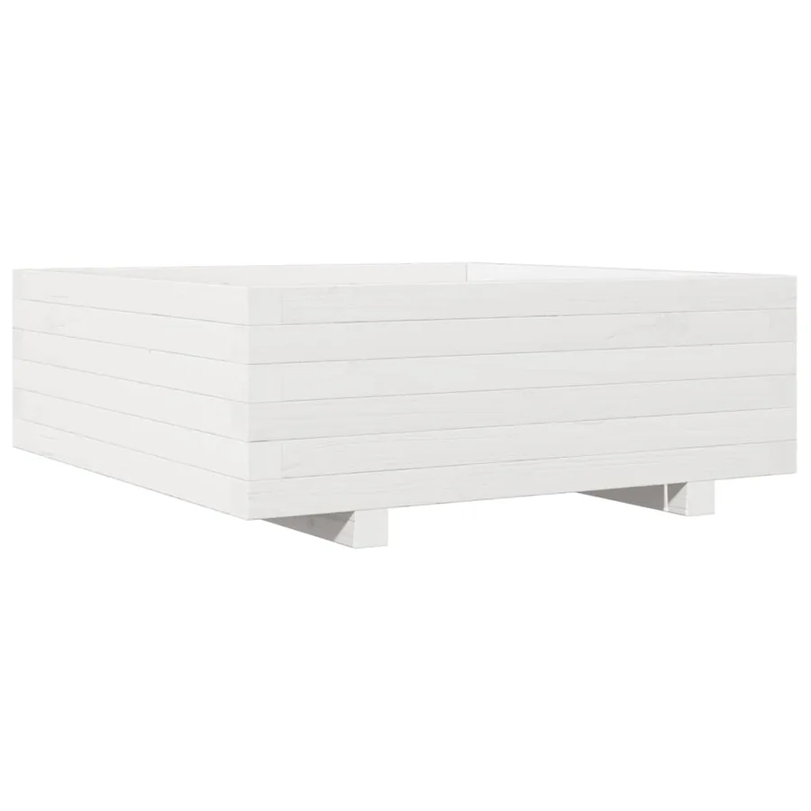 Jardinière blanc 70x70x26,5 cm bois de pin massif - 2