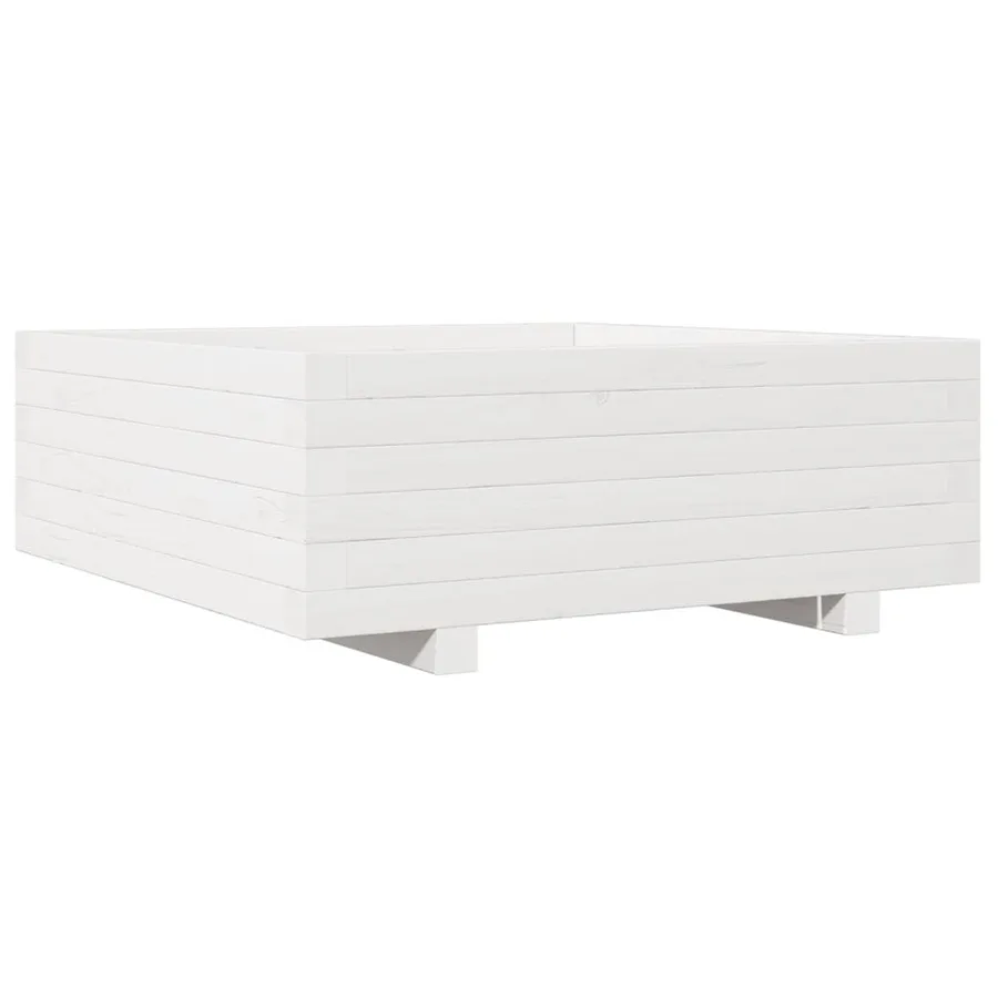Jardinière blanc 70x70x26,5 cm bois de pin massif - 7