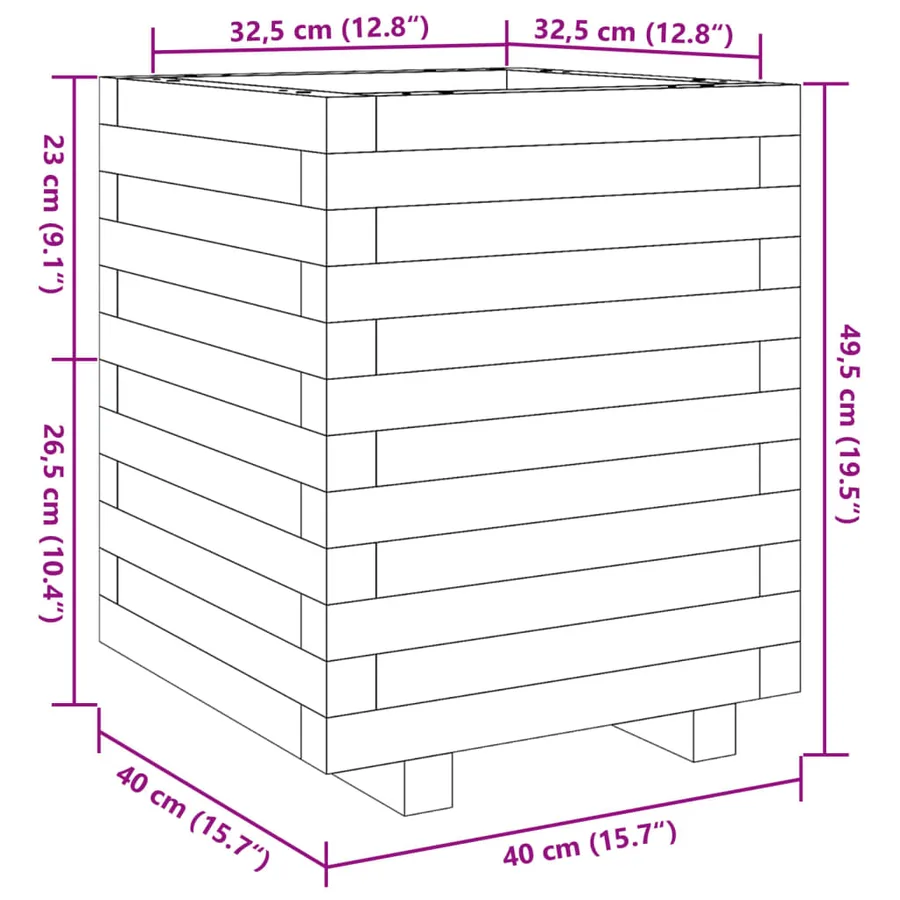 Jardinière 40x40x49,5 cm bois de pin massif - 10