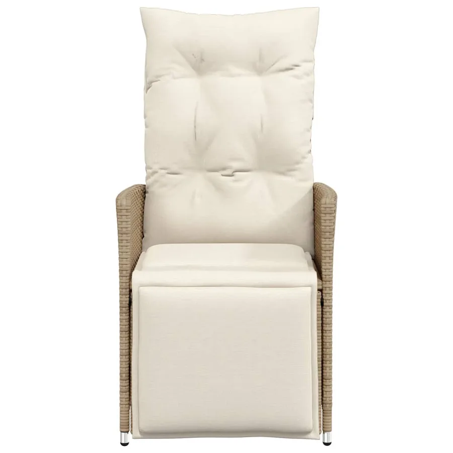 Chaises inclinables de jardin lot de 2 et coussins beige rotin - 4