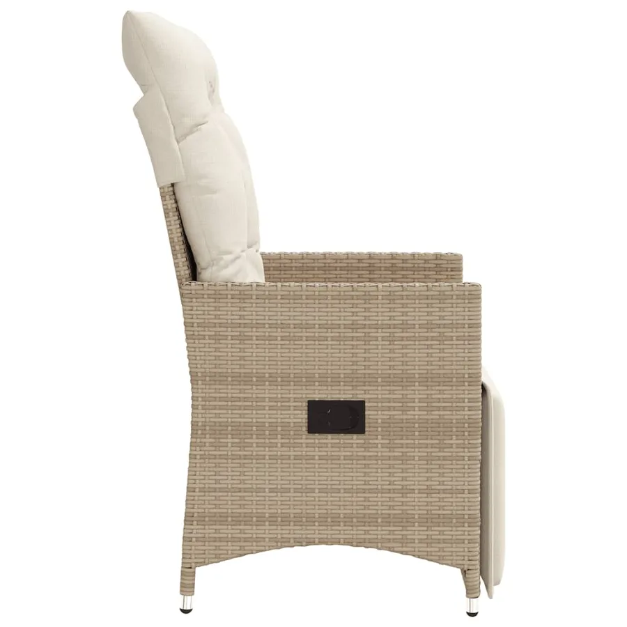 Chaises inclinables de jardin lot de 2 et coussins beige rotin - 5