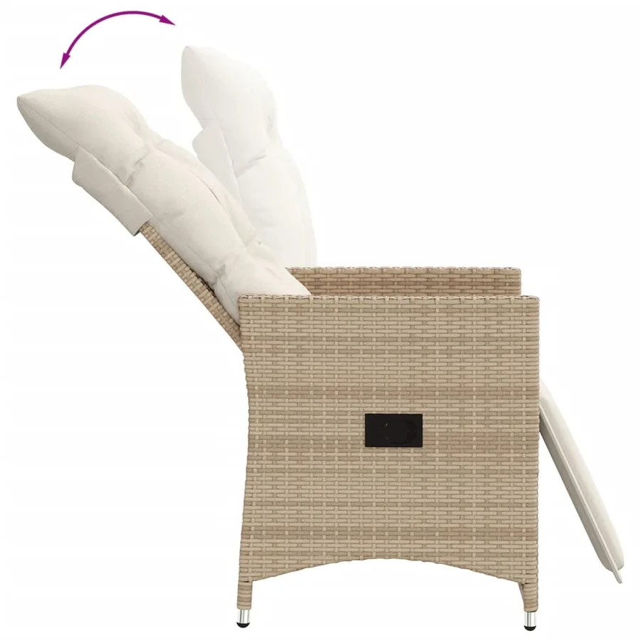Chaises inclinables de jardin lot de 2 et coussins beige rotin - 7