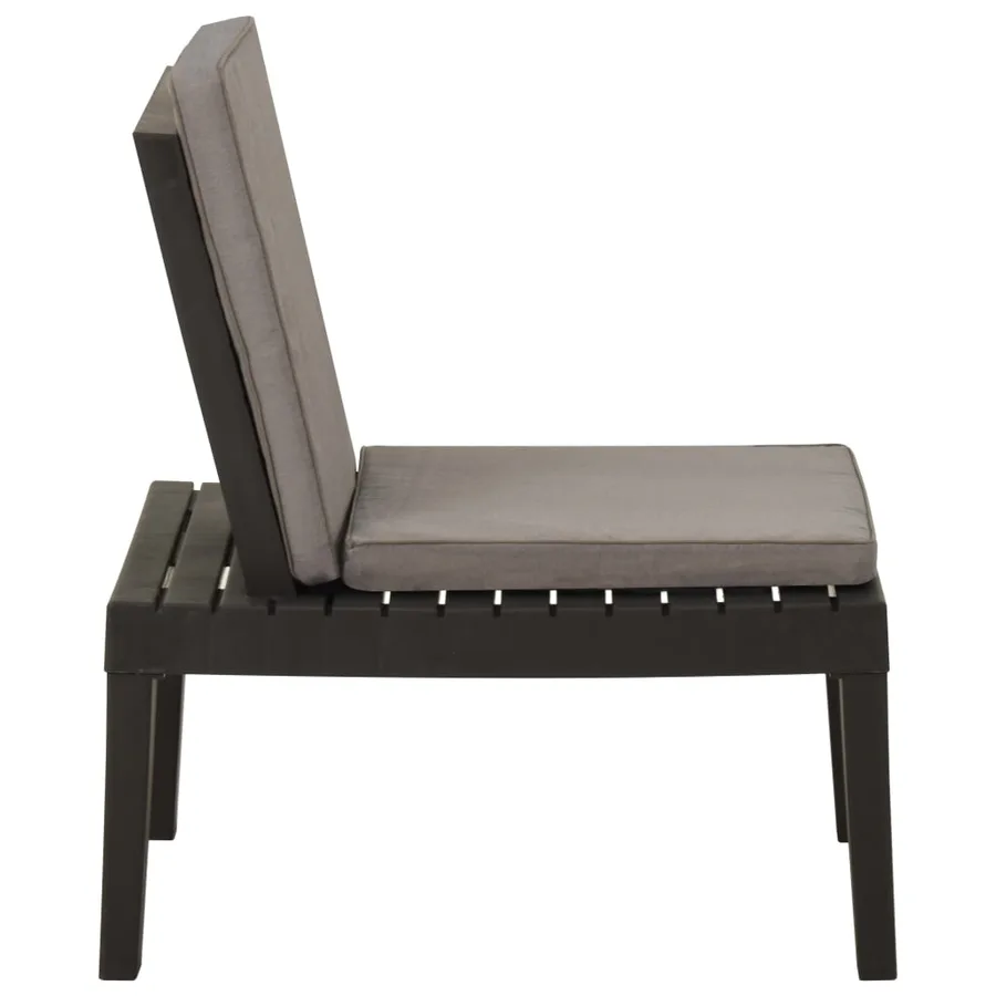 Chaise de salon de jardin avec coussin Plastique Gris - 3