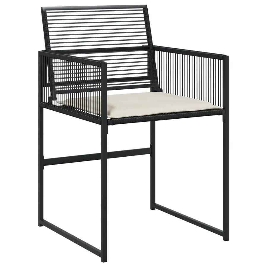 Chaises de jardin lot de 4 avec coussins noir résine tressée - 4