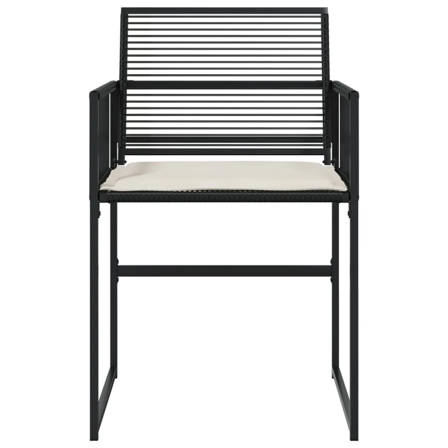 Chaises de jardin lot de 4 avec coussins noir résine tressée - 5