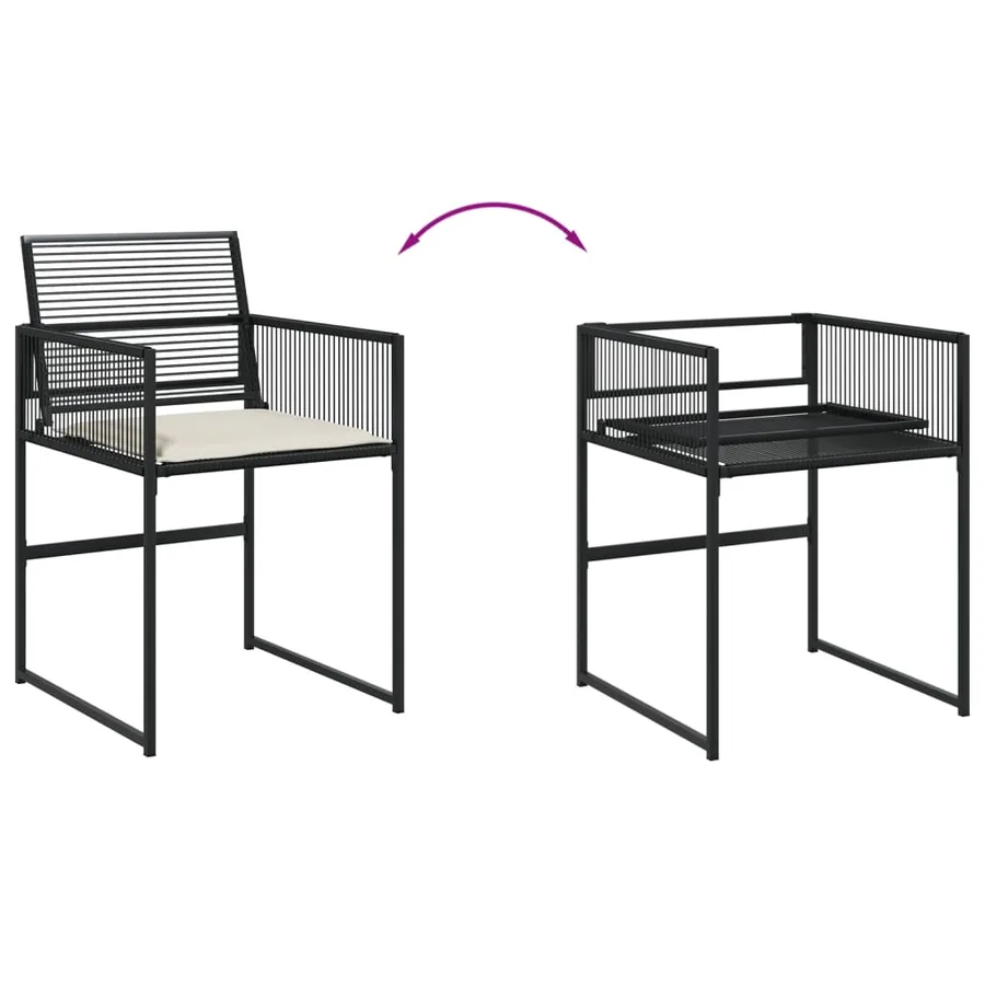 Chaises de jardin lot de 4 avec coussins noir résine tressée - 8