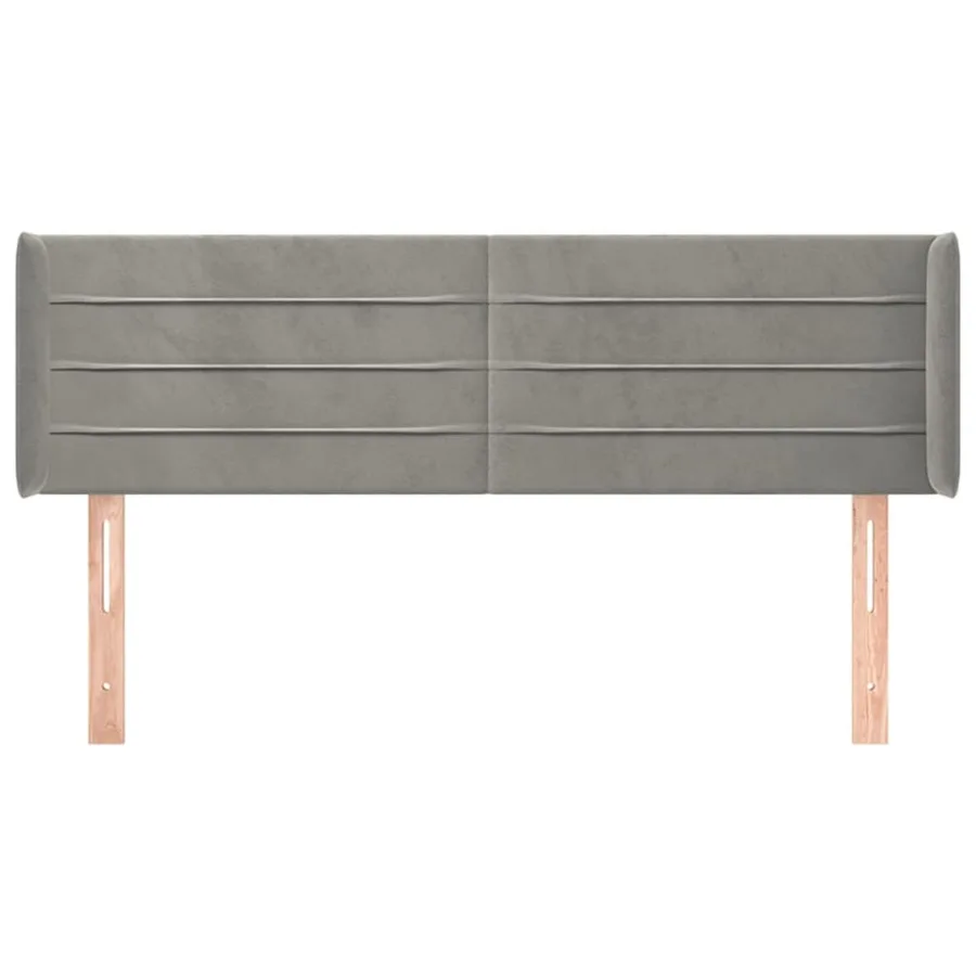Tête de lit avec oreilles Gris clair 147x16x78/88 cm Velours - 3