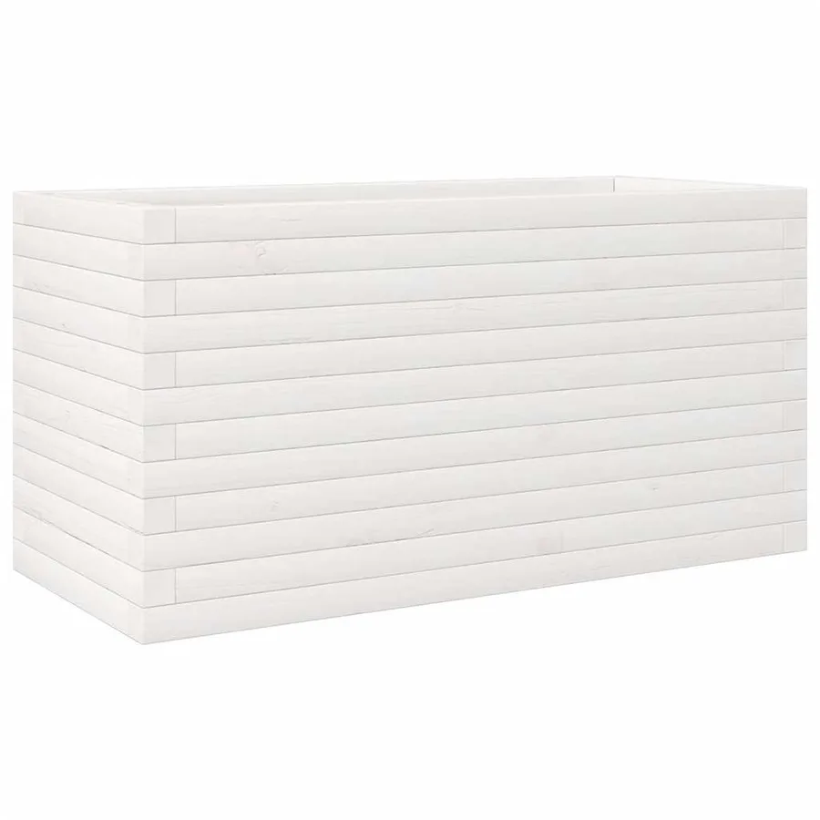 Jardinière blanc 90x40x45,5 cm bois de pin massif - 2