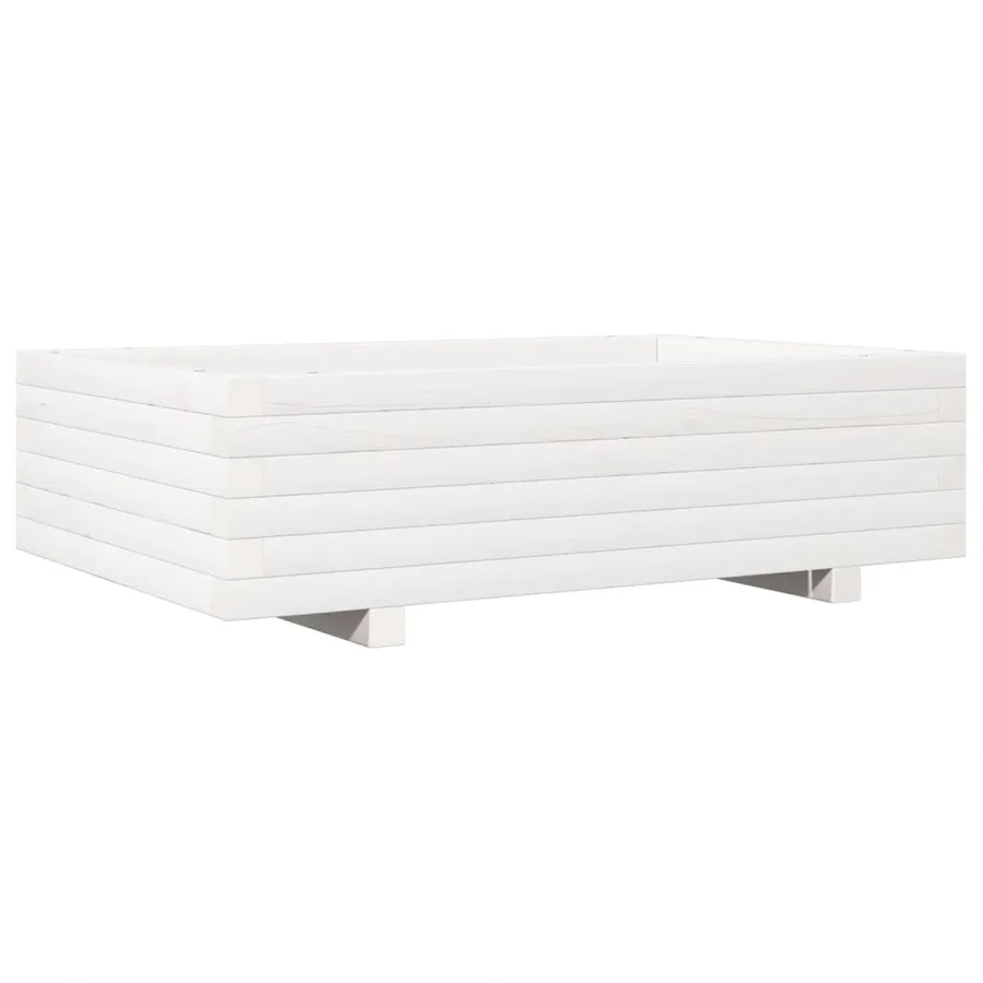 Jardinière blanc 90x60x26,5 cm bois de pin massif - 2