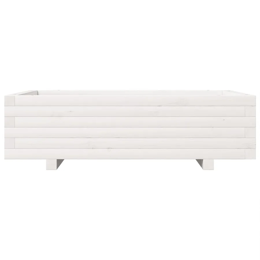 Jardinière blanc 90x60x26,5 cm bois de pin massif - 5