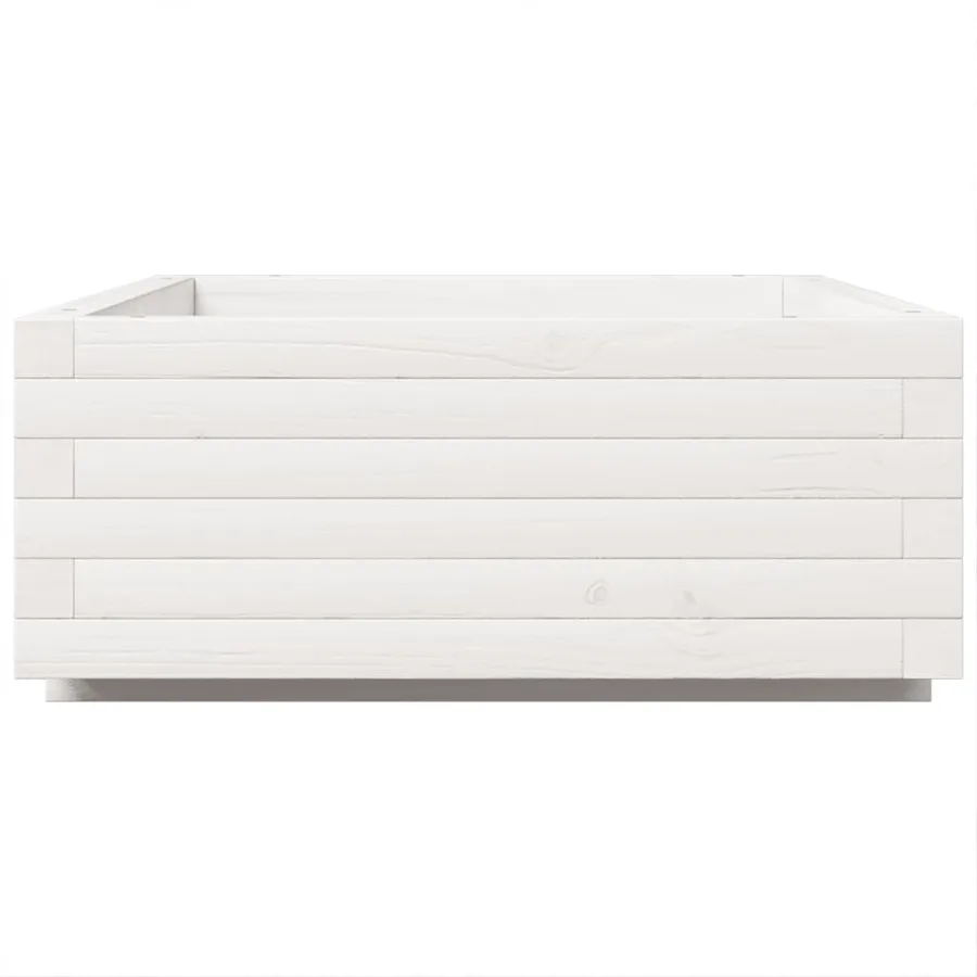 Jardinière blanc 90x60x26,5 cm bois de pin massif - 6