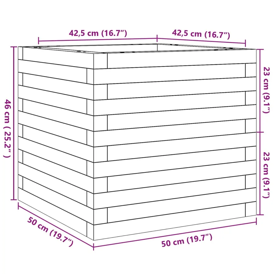Jardinière blanc 50x50x46 cm bois de pin massif - 10