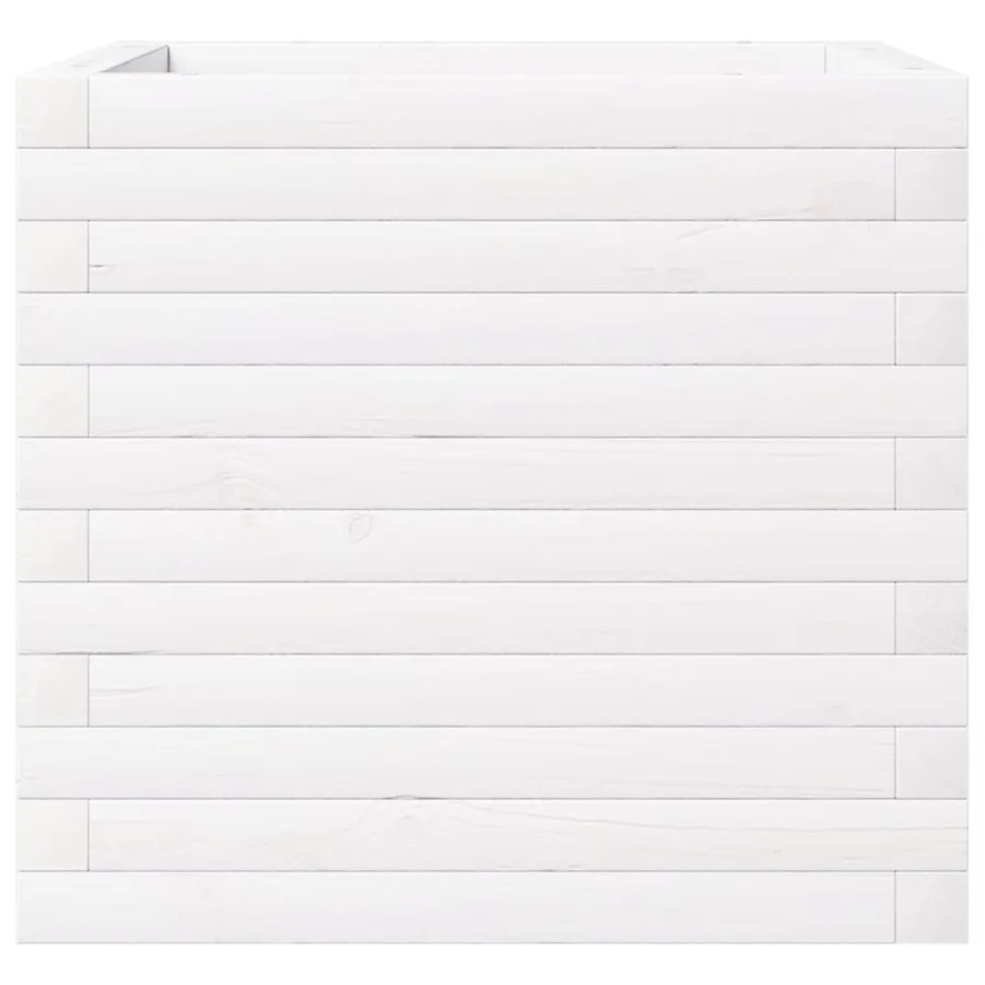 Jardinière blanc 50x50x46 cm bois de pin massif - 5