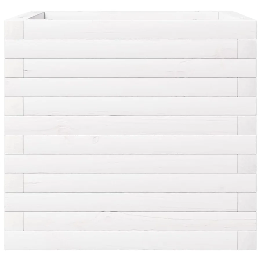 Jardinière blanc 50x50x46 cm bois de pin massif - 6