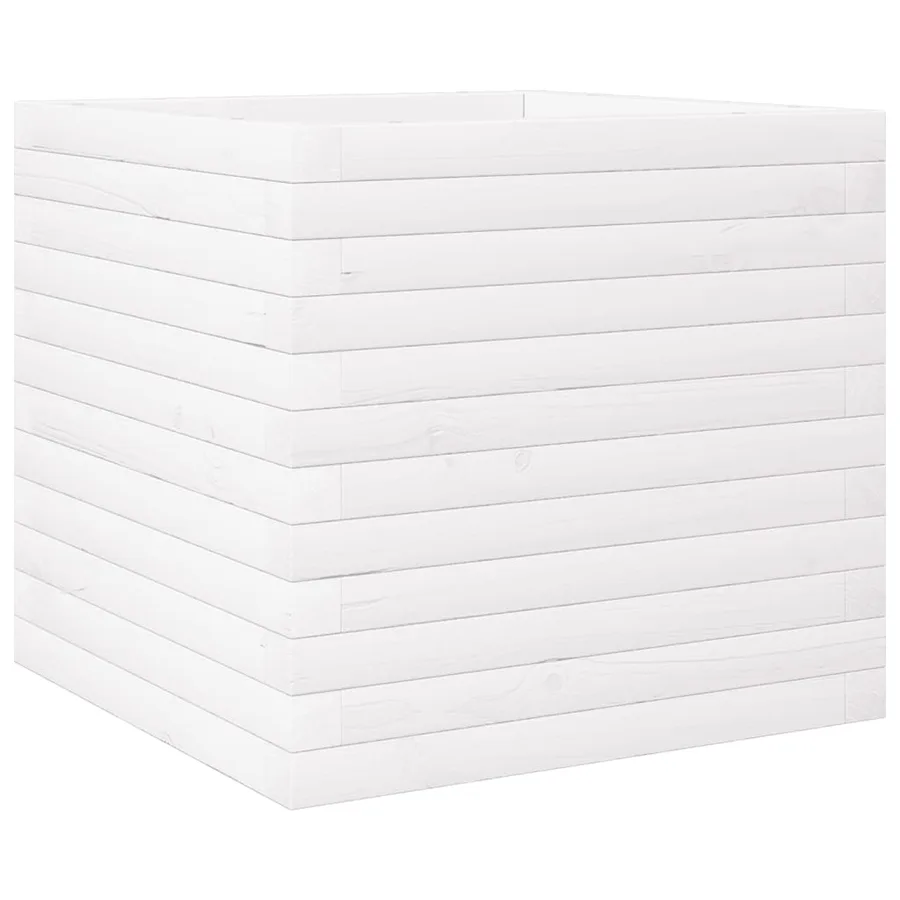 Jardinière blanc 50x50x46 cm bois de pin massif - 7