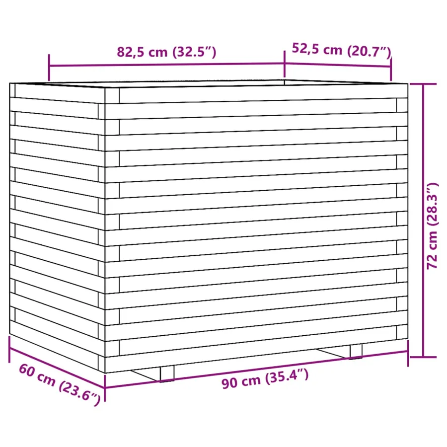 Jardinière cire marron 90x60x72 cm bois de pin massif - 10