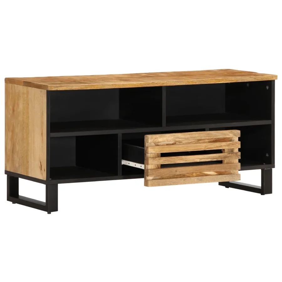 Meuble TV 100x34x46 cm bois massif de manguier brut - 3