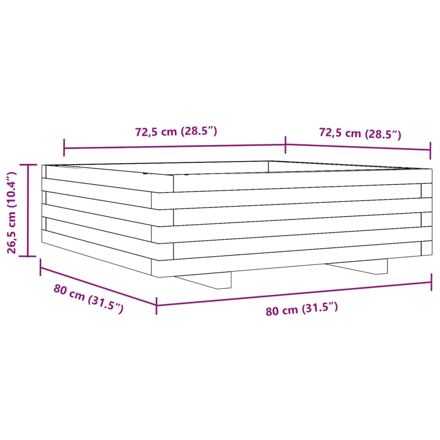Jardinière cire marron 80x80x26,5 cm bois de pin massif - 10