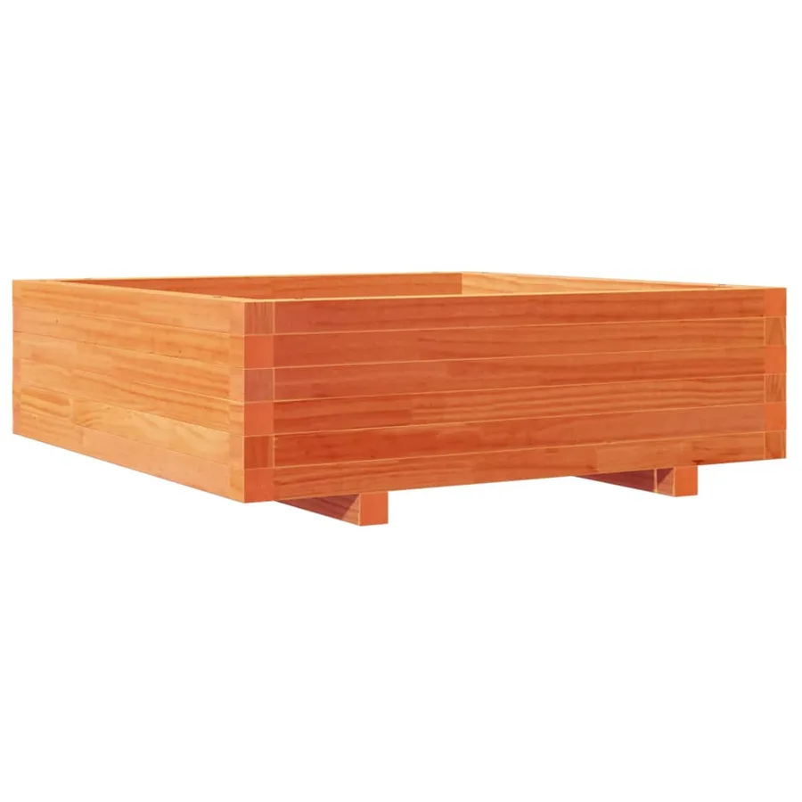 Jardinière cire marron 80x80x26,5 cm bois de pin massif - 7