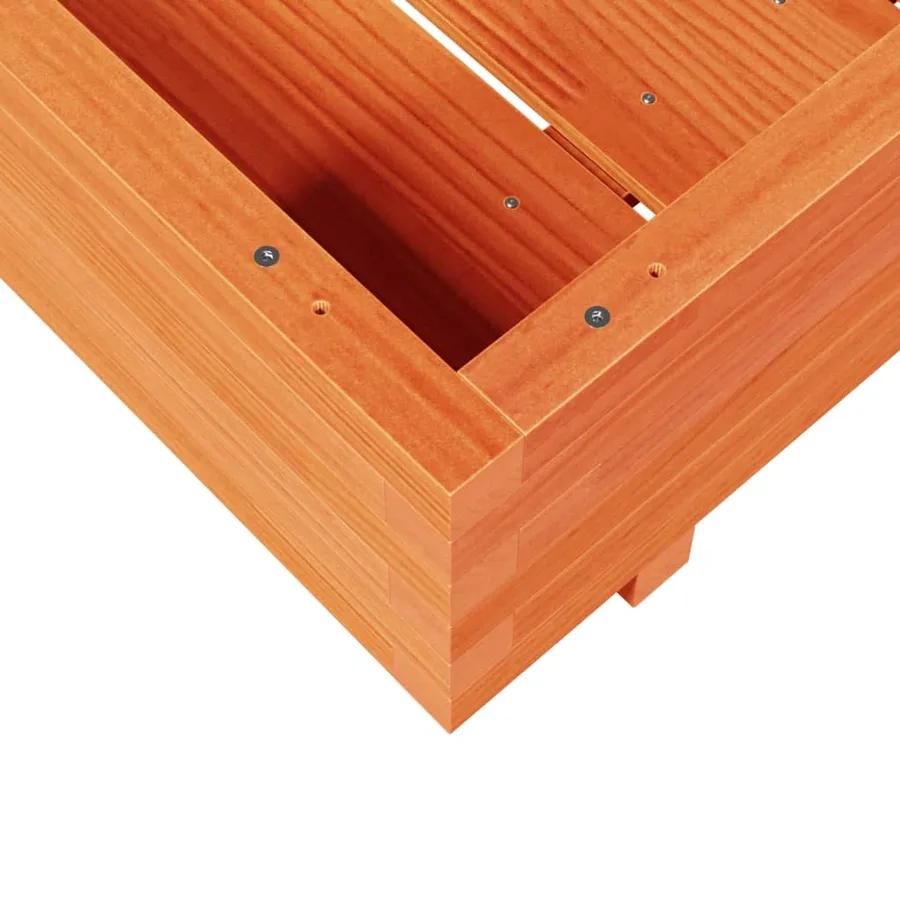 Jardinière cire marron 80x80x26,5 cm bois de pin massif - 8