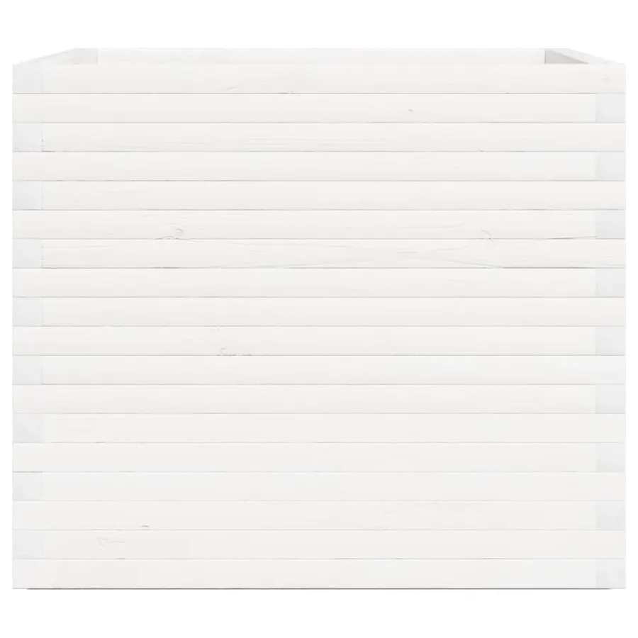 Jardinière blanc 80x80x72 cm bois de pin massif - 6