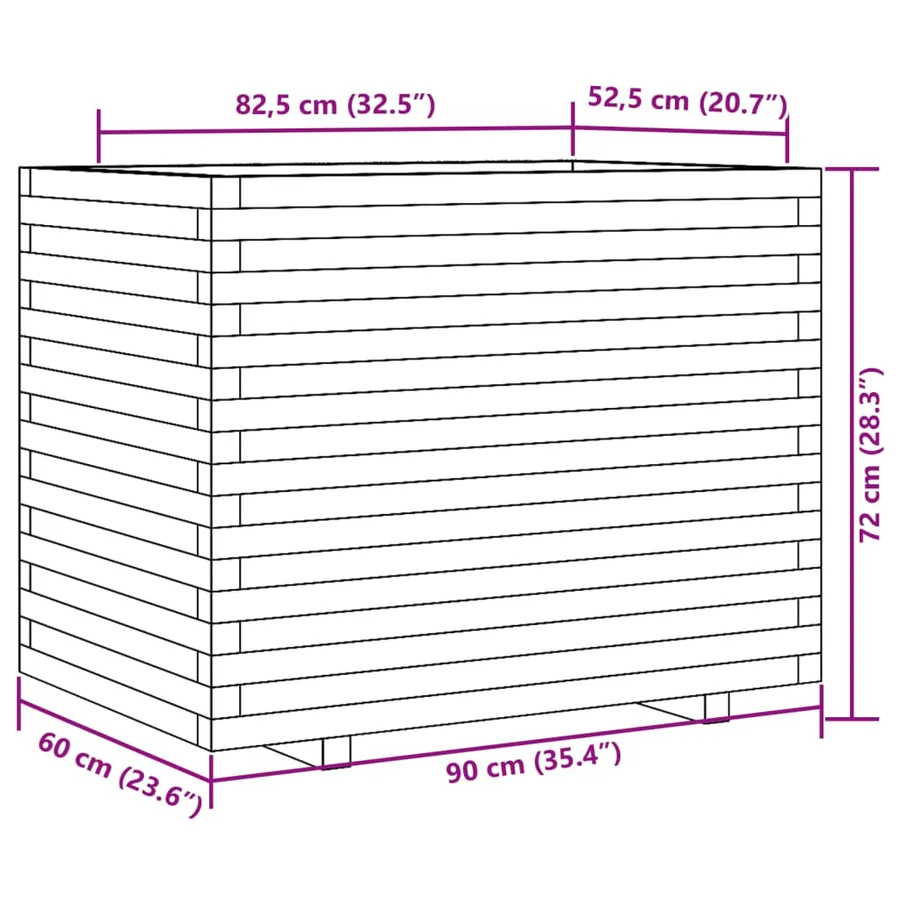Jardinière 90x60x72 cm bois de pin massif - 10