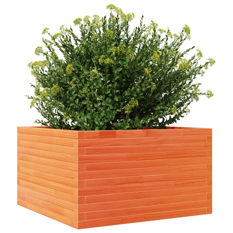 Jardinière cire marron 80x80x45,5 cm bois de pin massif - 4