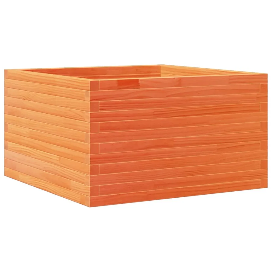 Jardinière cire marron 80x80x45,5 cm bois de pin massif - 7