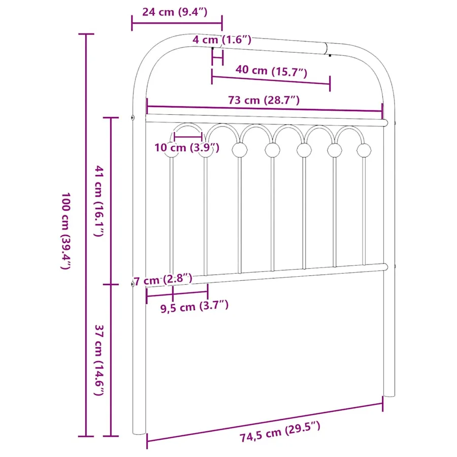 Tête de lit de remplacement métal blanc 75 cm - 6