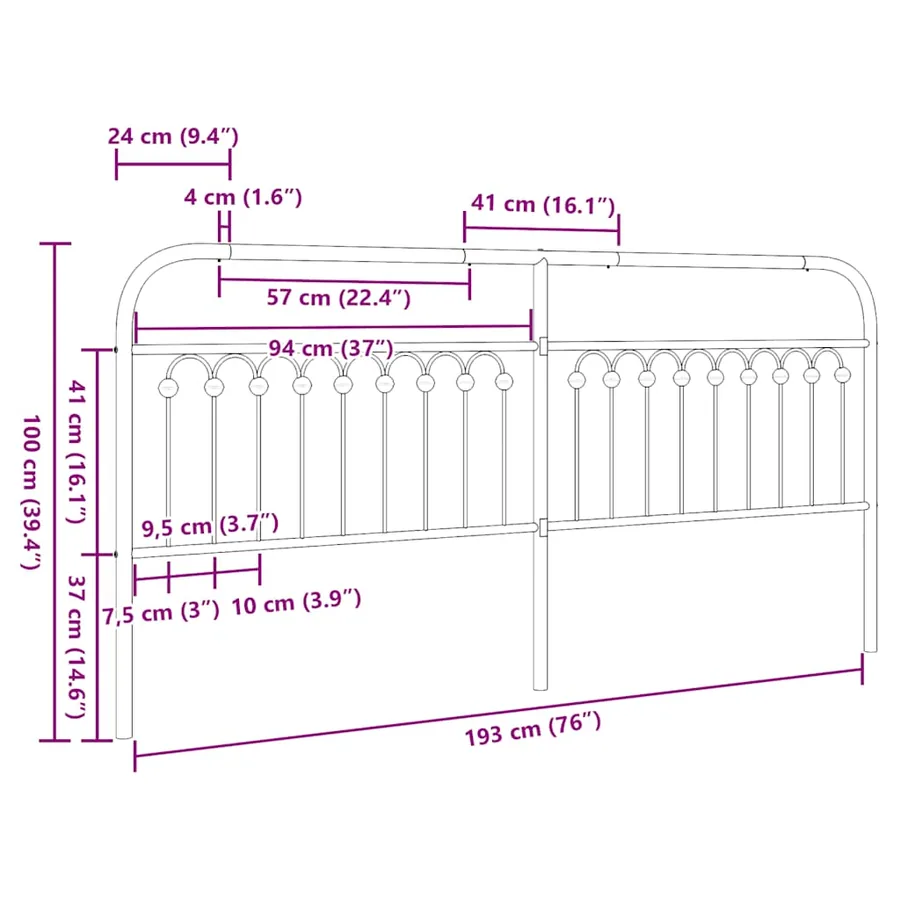 Tête de lit de remplacement métal noir 193 cm - 6