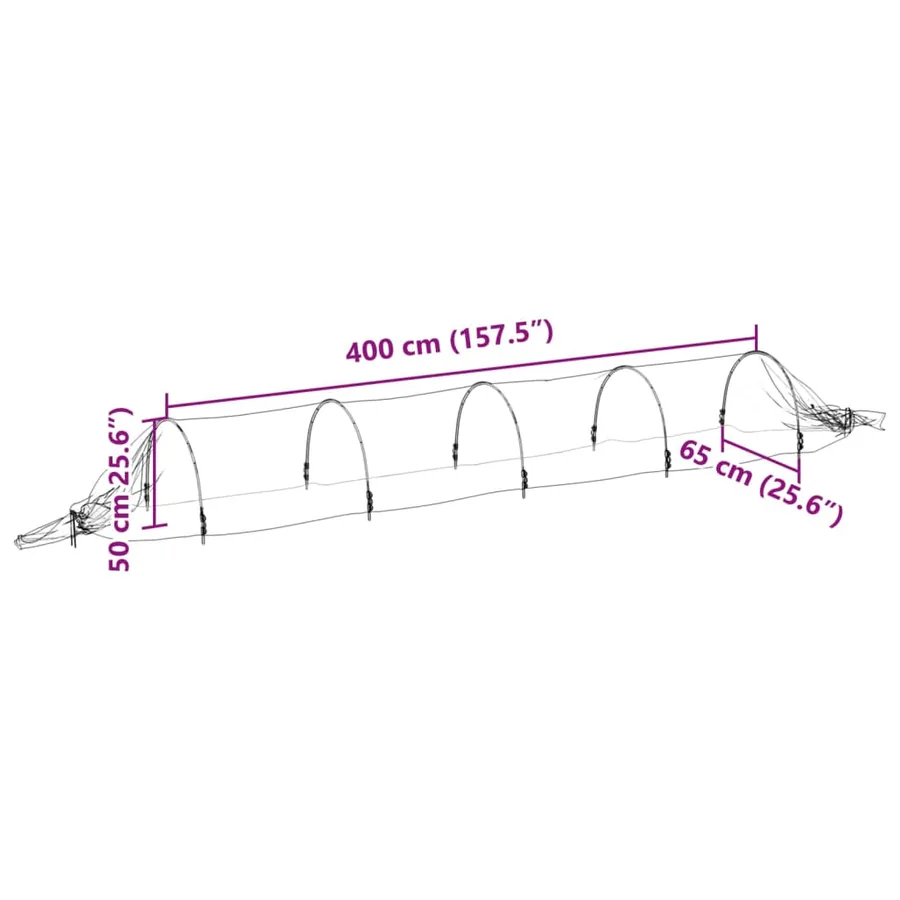 Tunnels en filet 3 pcs 1,5x5 m fibre de verre et PP - 10