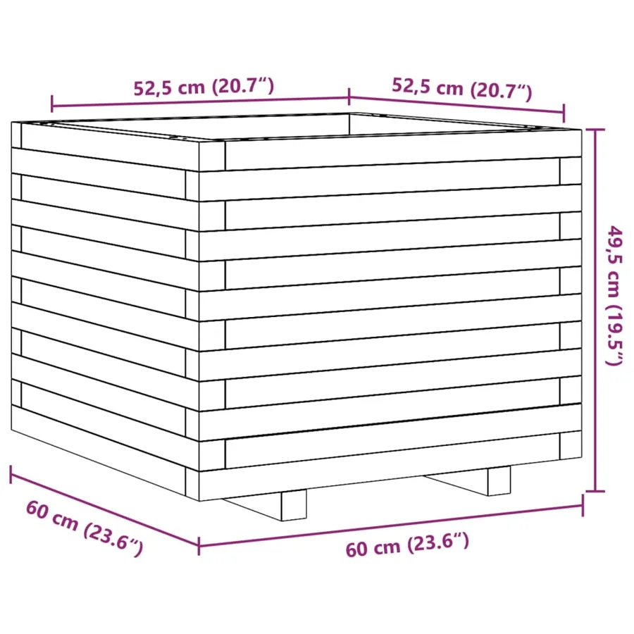 Jardinière blanc 60x60x49,5 cm bois de pin massif - 10