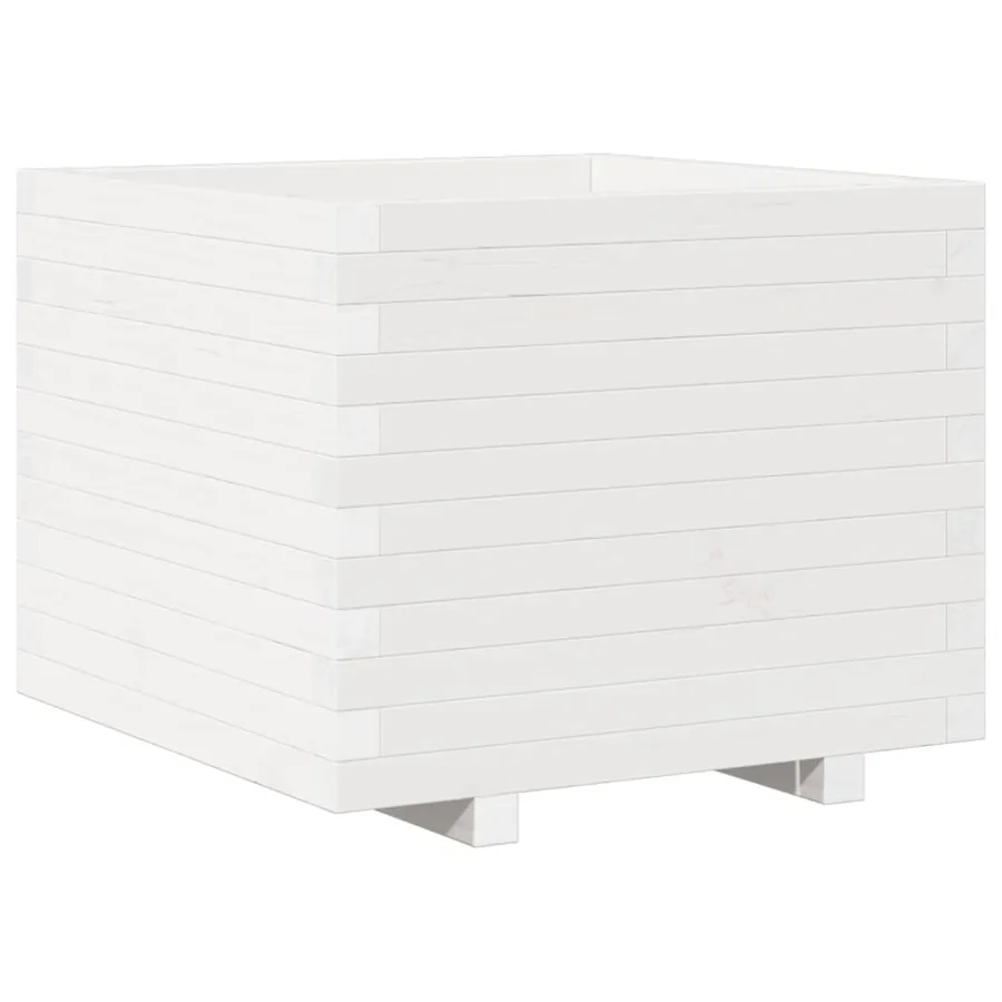 Jardinière blanc 60x60x49,5 cm bois de pin massif - 2